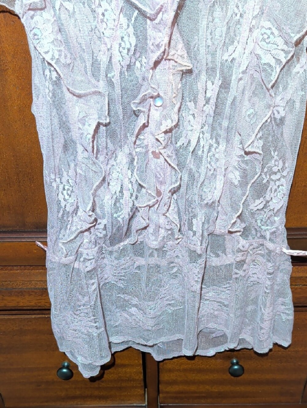 Delicate Pink Lace Ruffle Sleep Top - Picture 4 of 9